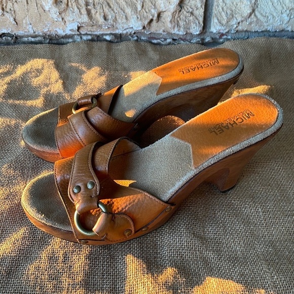 Michael Kors, brown slides, wooden retro vintage Y2K Rare Size 7 - Picture 16 of 16